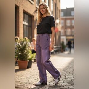 NWT $140 adidas KSENIASCHNAIDER Patchwork PW Straight Leg Jeans Purple 28